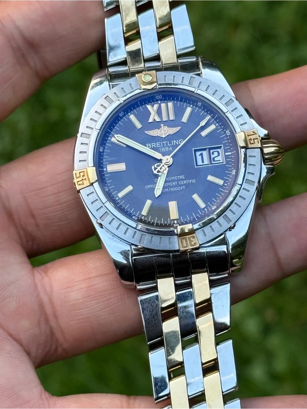 Breitling Windrider Cockpit 18k Gold automatic Men's Watch two tone daydate